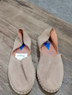 Verbenas Carmen Piedra Taupe/beige Suede Shoe W Jute  Rubber Sole Size 41/10 NWT
